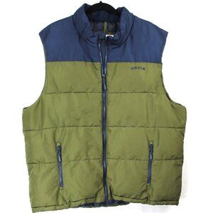 Orvis Men's Green Blue Puffer Sleeveless Vest Jacket Outdoor Fishing Size XL